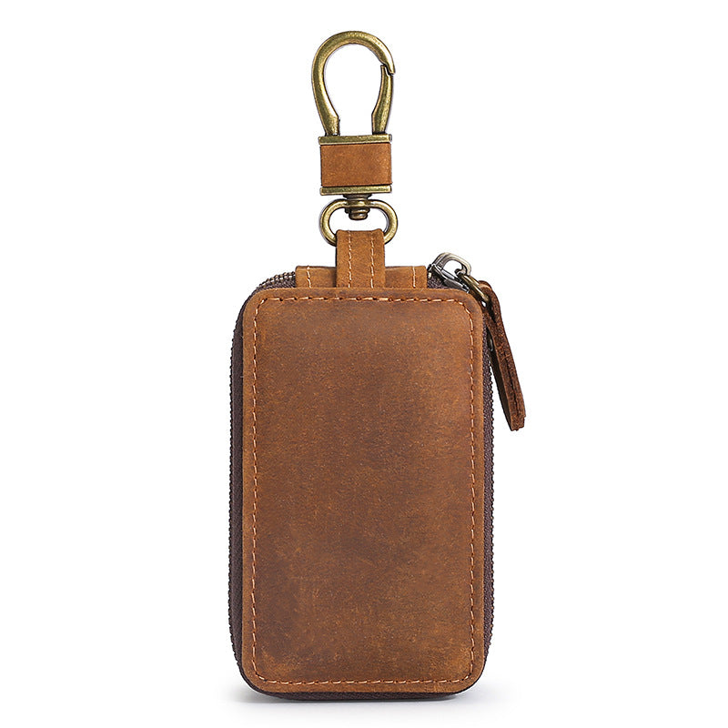 Leder Schlüssel Etui mit Reißverschluss – Crazy Horse Key Holder aus Echtleder