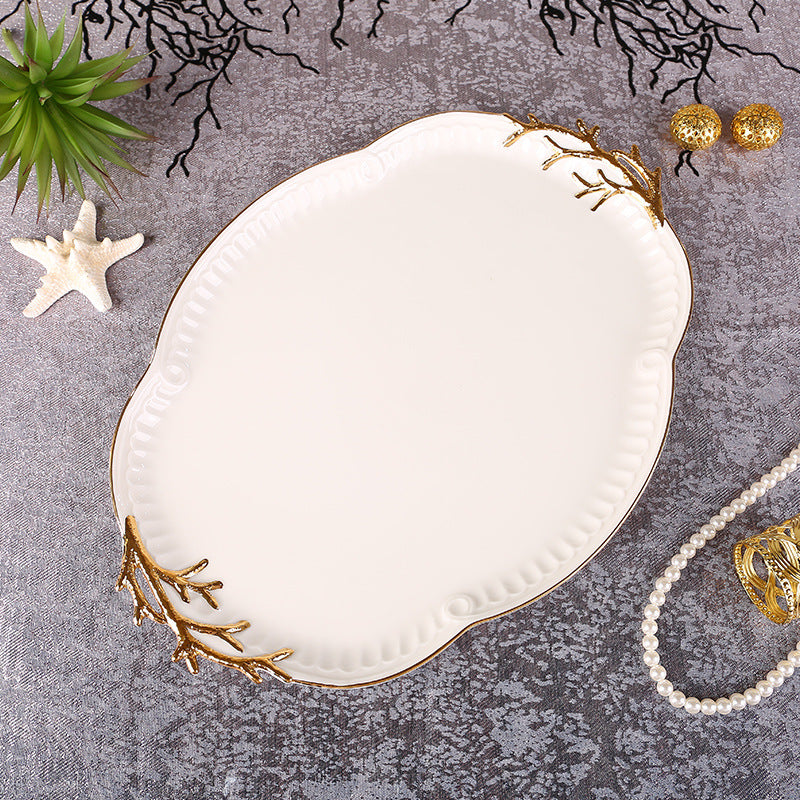 Keramik Badezimmer Set – Zahnbürstenhalter & Accessoires mit Goldrahmen (Luxus Design)